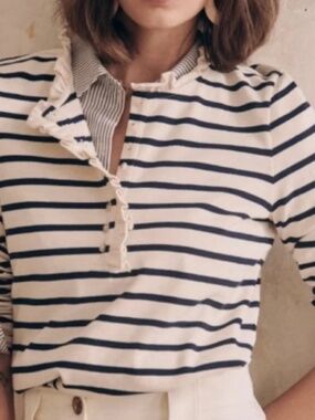 Sézane Gaël Marinière Top Size Medium Navy & White Stripe – Very Good Condition
